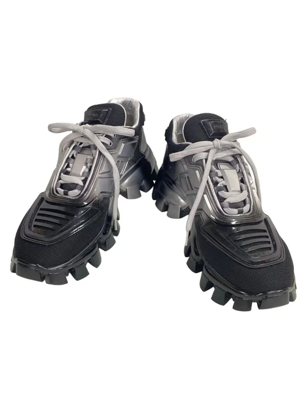 Prada Sneakers Black Silver Platforms